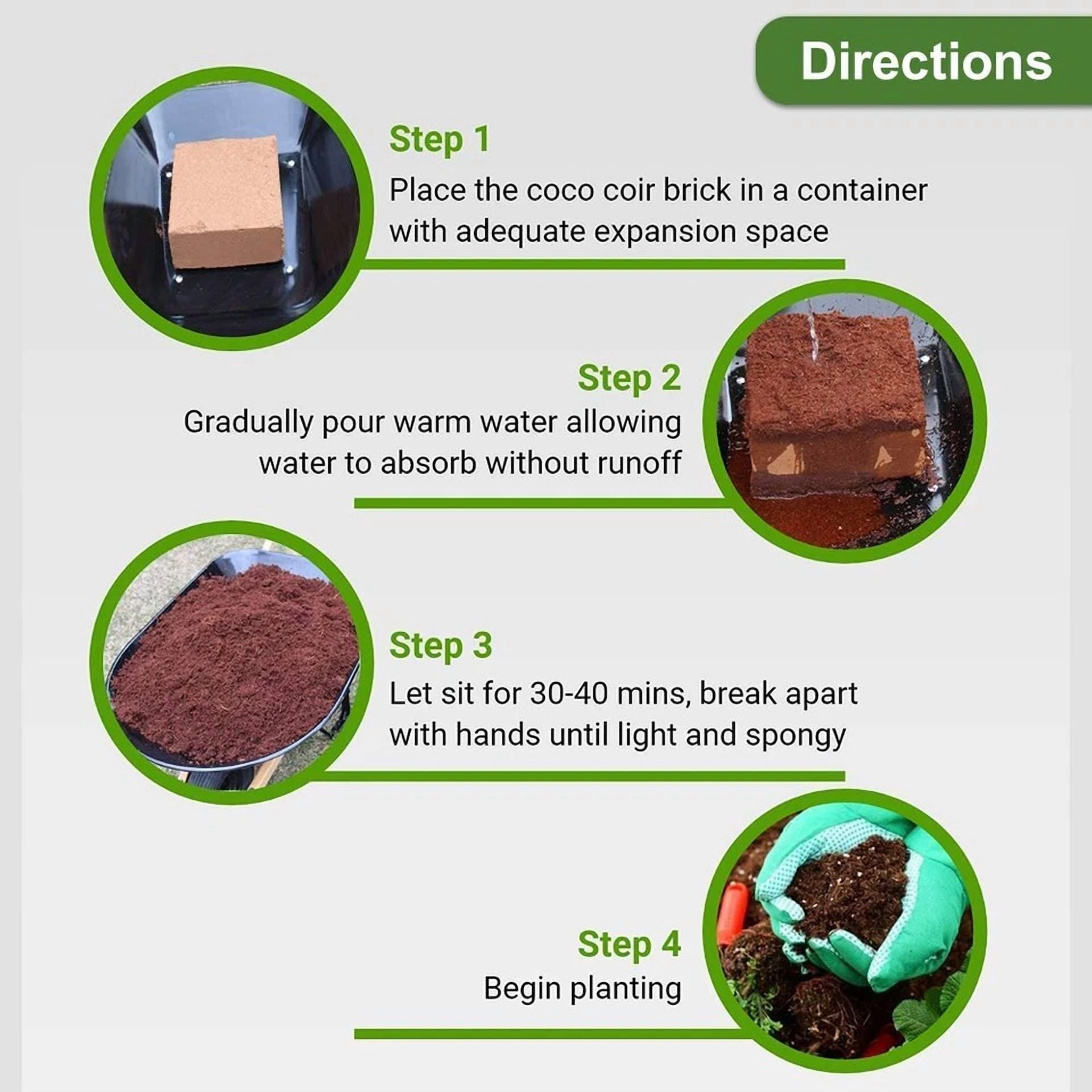 PURELY- 2-Pack 650G Coconut Growing Media Fiber Potting Soil Gardening Coco Coir Bricks