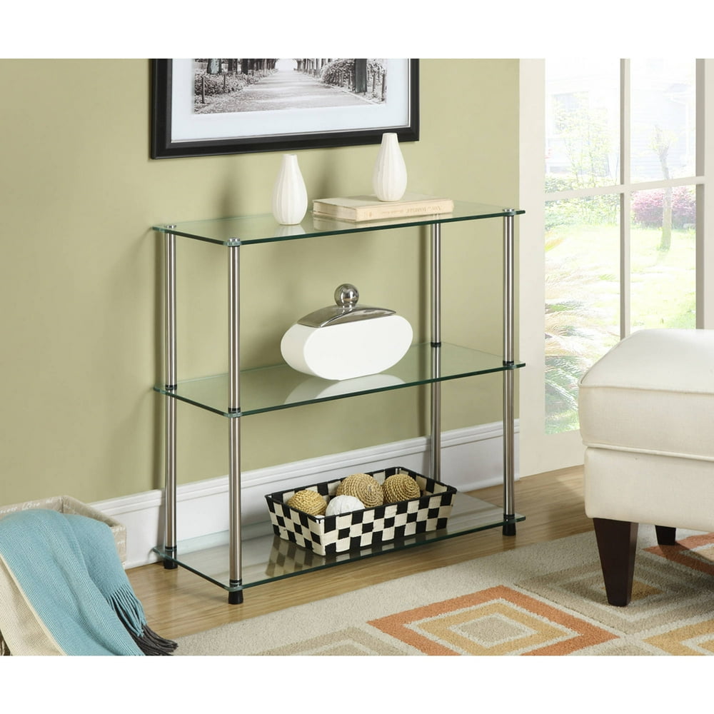 Convenience Concepts Designs2Go No Tools 3Shelf Bookcase, Glass