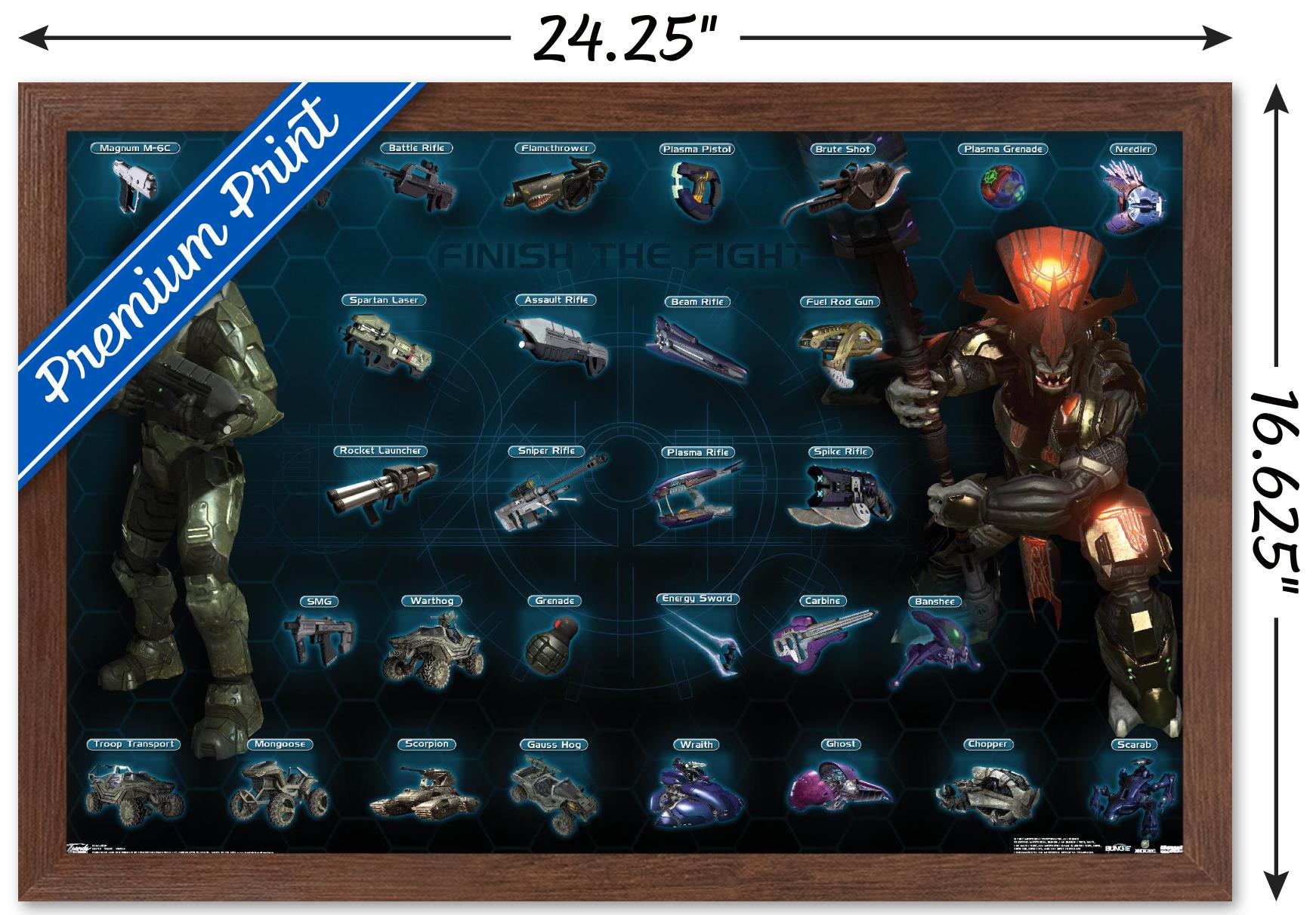 Halo 3 - Chart - Whole Wall Poster, 14.725" x 22.375", Framed