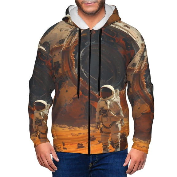 Naloa Astronaut Exploring Mars Men’s Hoodies, Zip up Hoodie, Sweatshirts,Hoodies for Men Sizes S-3XL-Small