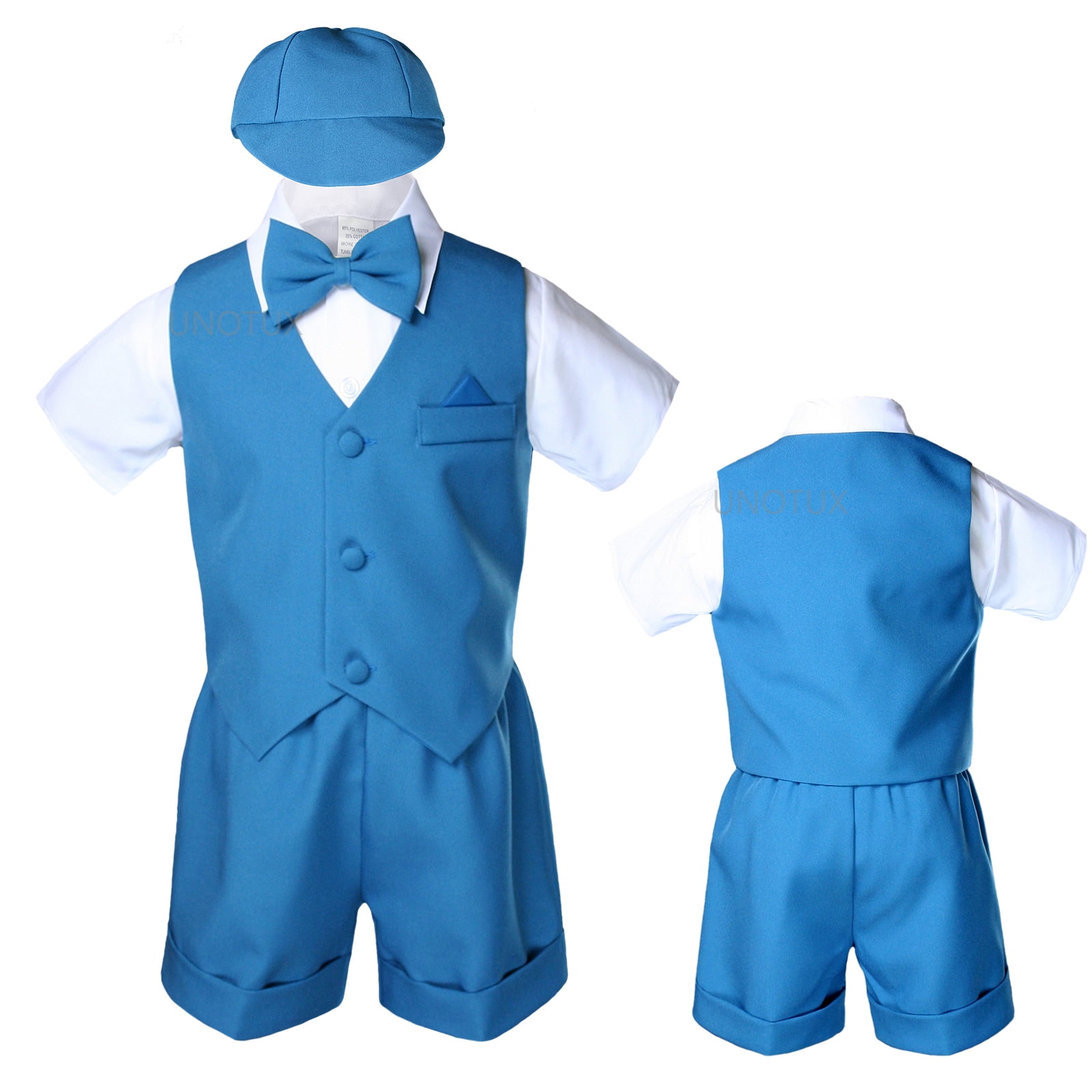 Baby Boy Toddler Baptism Church Synagogue Formal Cross Vest Set Suit w/ Hat S-4T 