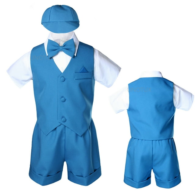 Green Teal Turquoise Baby Boy Toddler Formal Vest shorts Suits Outfits