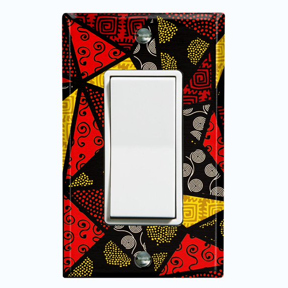 Metal Light Switch Plate Cover Colorful Safari African Tribal Art Tile Pattern SFR038