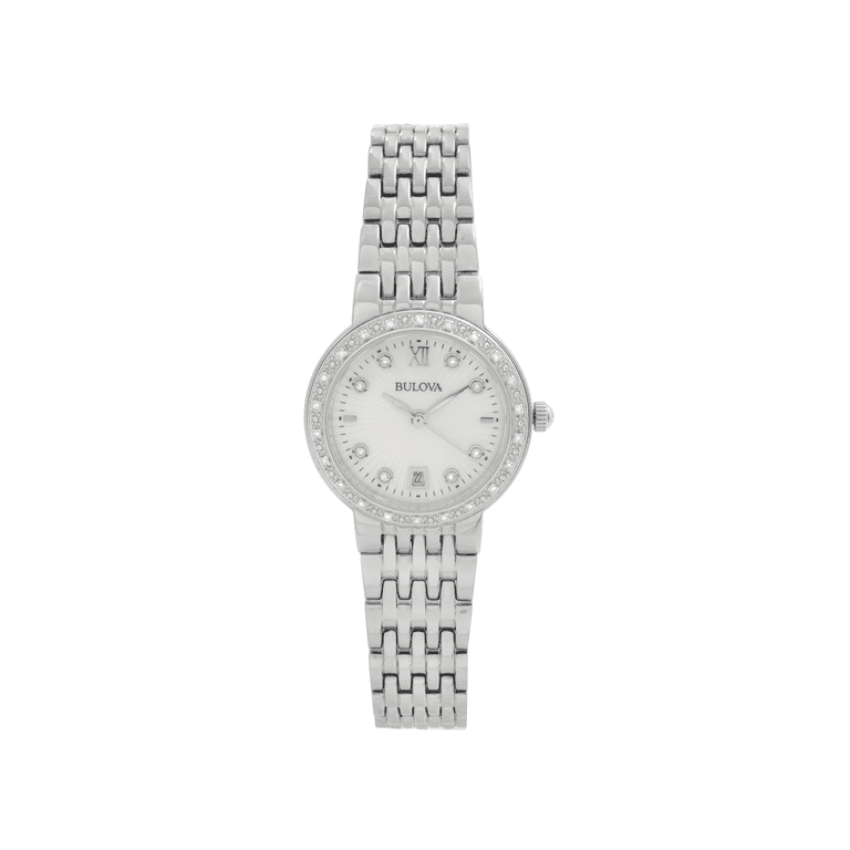 96R203 Women s Diamond Accented Bezel White MOP Dial Steel Bracelet Watch Walmart
