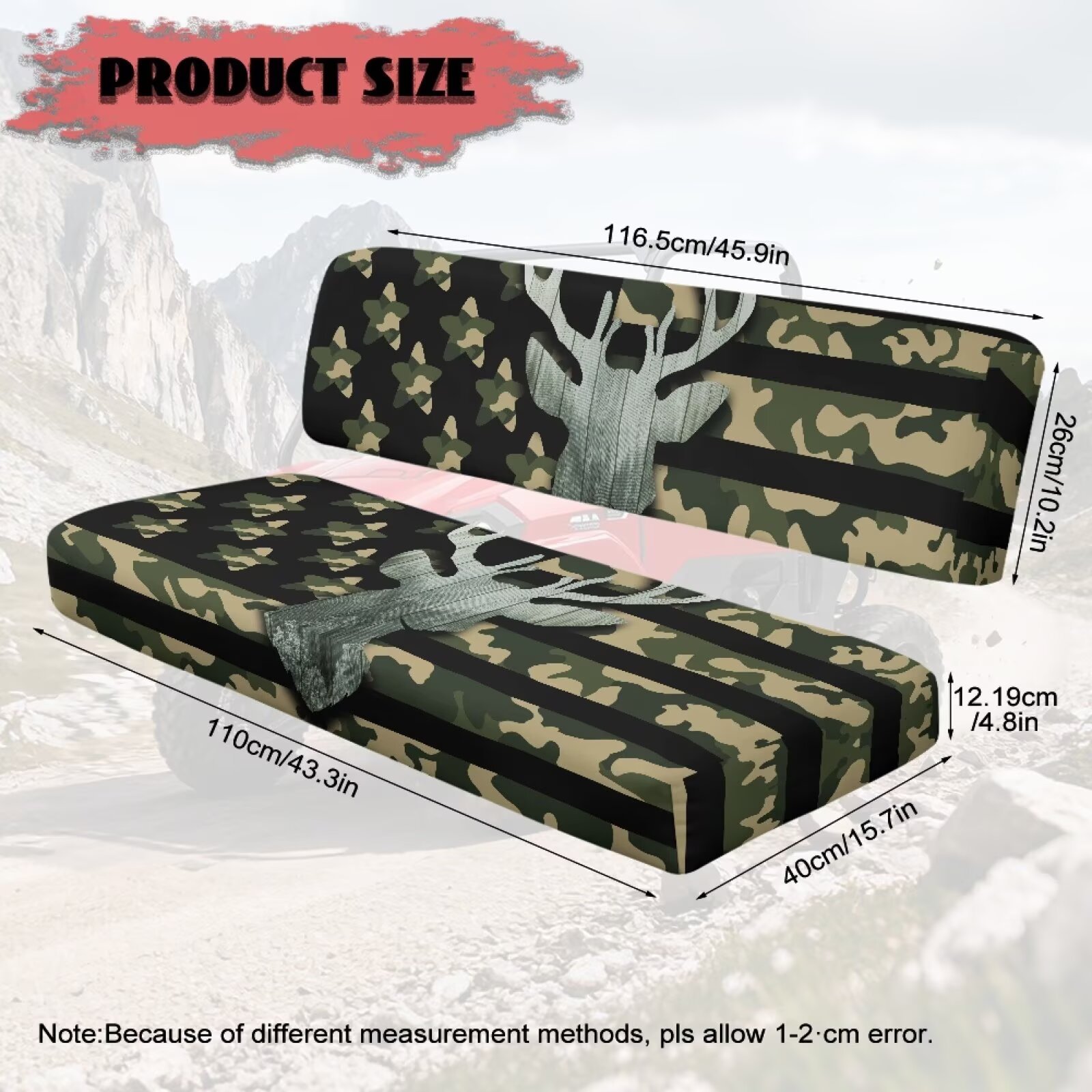 Binienty UTV Dog Seat Covers Compatible With Kawasaki Mule 300 3010 3020 4000 4010 Comfortable Heavy Duty American Flag Elk Camo UTV Seat Cover Set for Kawasaki Mule Outdoor Accessories