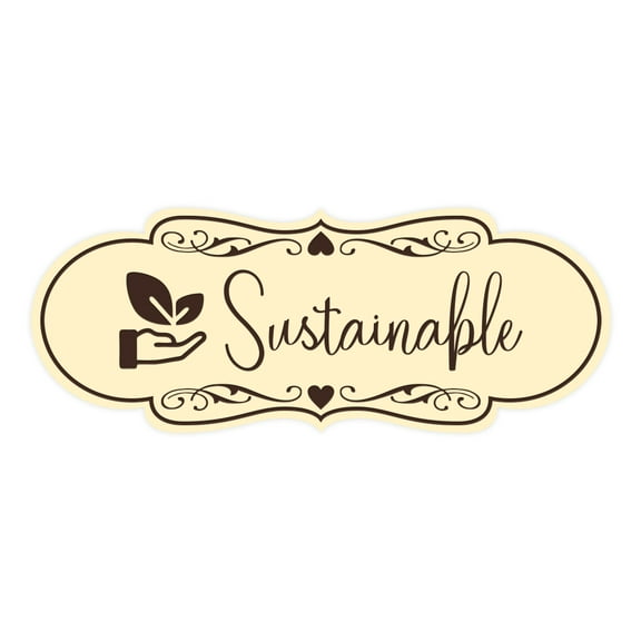 Designer Sustainable Sign (Ivory/Dark Brown) - Large