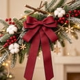 thumbnail image 6 of Lilixerw Woven Ribbon Christmas Bow, Red Multi Loop Bow With Dark Edge Trim, 5.11x7.08 Inch, for Tree Wreath Mantel Stair Garland Door Decoration, 6 of 6