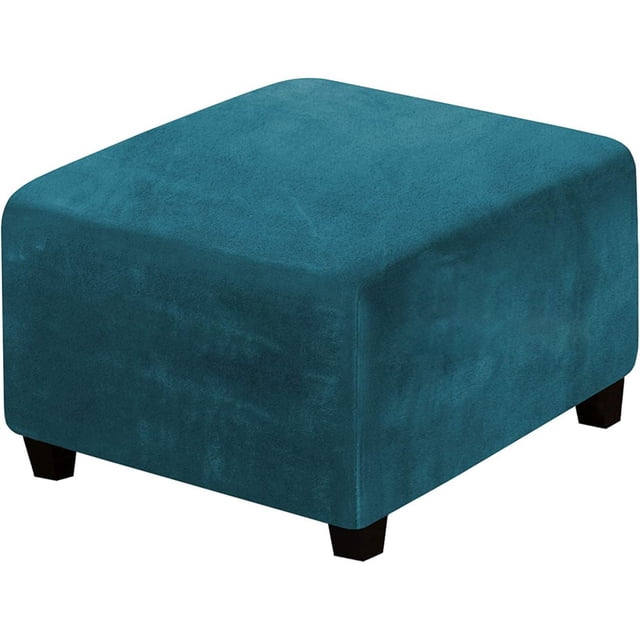 CNKOO Clearance Under 5$ Velvet Pouffe Cover Square Ottoman Ottoman Slipcover Square Footstool Protector Storage Stool Ottoman Stretch with Elastic Bottom Feature Real Velvet Plush Fabr