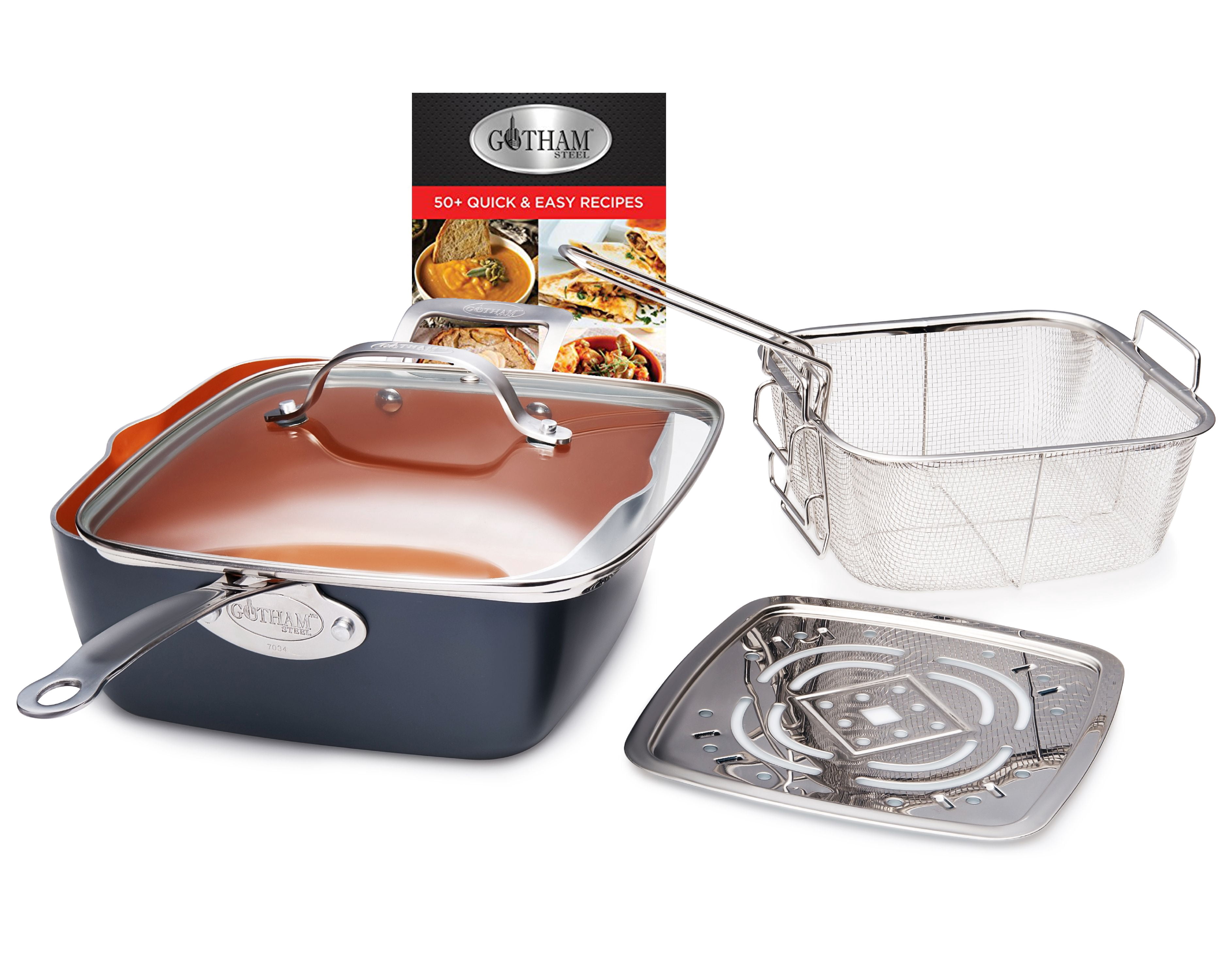 Gotham Steel Nonstick Pots and Pans 20 Piece Kitchen Ceramic Cookware Set Bakeware Cooking Frying Skillet Sauce Pan Gray