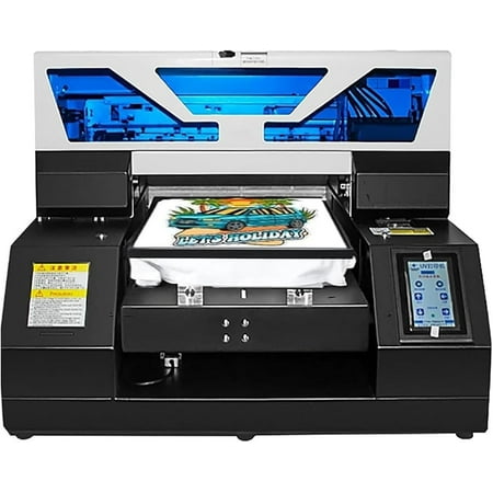 A4 L1800 UV DTG Printer T-Shirt Machine with Vacuum Platform & Bottle Holder, 2880 * 1440dpi UV Flatbed Printer for Glass Cups Phone Case Fabrics Acrylic Metal Leather Golf Balls Bottles