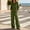 Army Green, variant on Women Washed Denim Collared Two Piece Set, Half Button Long Sleeve Top High Waist Pocket Wide Leg Pants Lightweight Daily Casual Outfit Light Blue XXXL(XXXL)