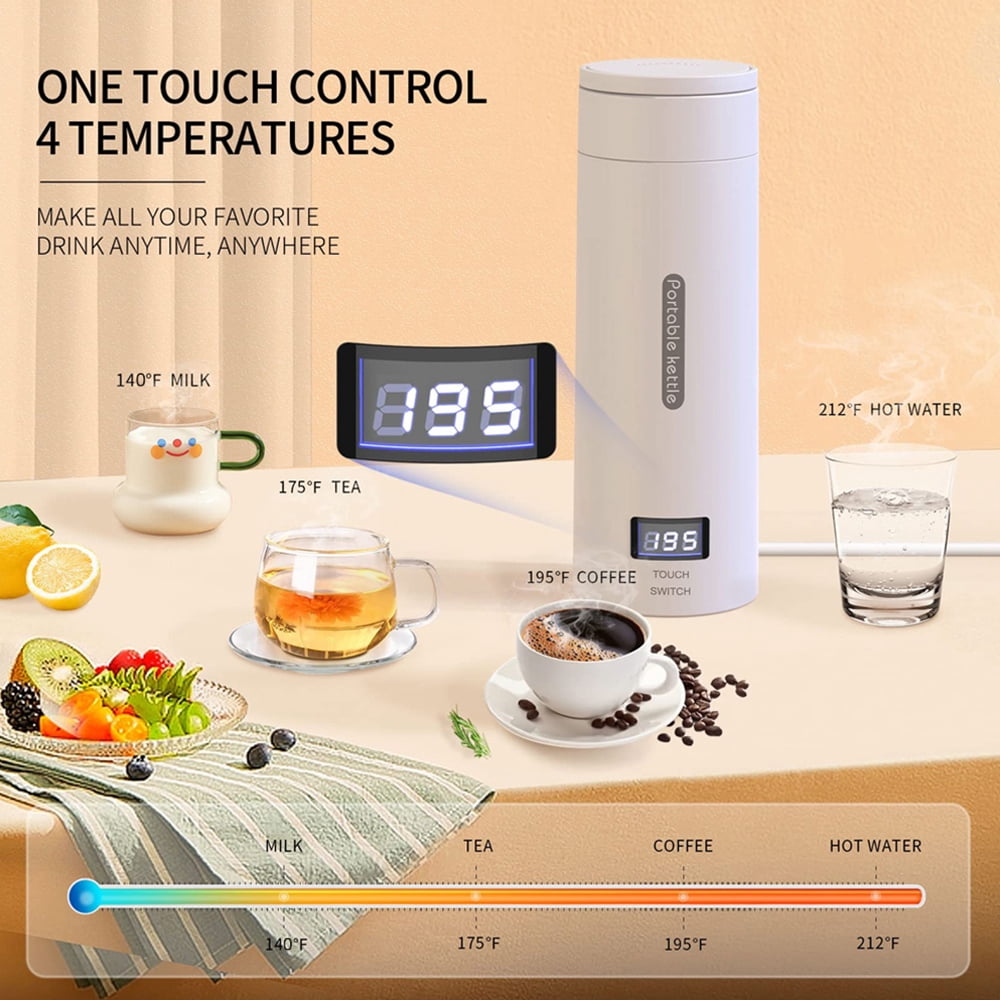 Portable Electric Kettle For Travel Stainless Steel Mini Kettle Electric Water Bottle Thermal Cup For Tea Coffee Boil Hot Water