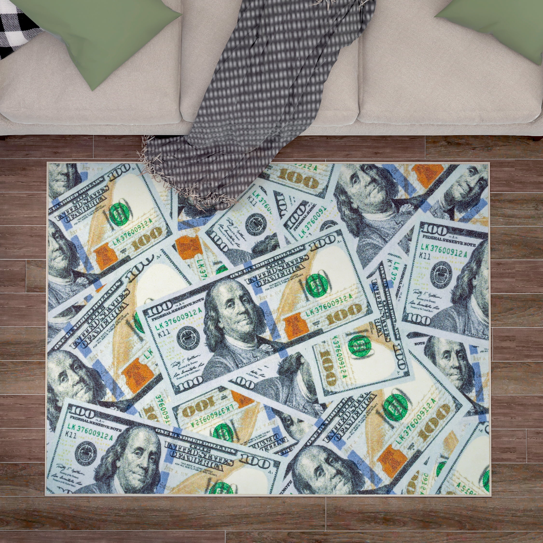  Jekeno Money Blanket 100 Dollar Bills Pattern Print