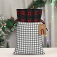 thumbnail image 5 of Rocae Gray Checkboard Print Christmas Drawstring Linen Gift Bag with Drawstrings Treat Bag Goody Present Bags for Christmas Party Favor, 5 of 8