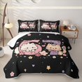 thumbnail image 2 of Manfei Cute Pet Bow Cat Twin Quilt Set, Cartoon 67 Number Twin Coverlet Set, Black Pink, 2pcs, 1 Bedspread and 1 Pillowcase, 2 of 7