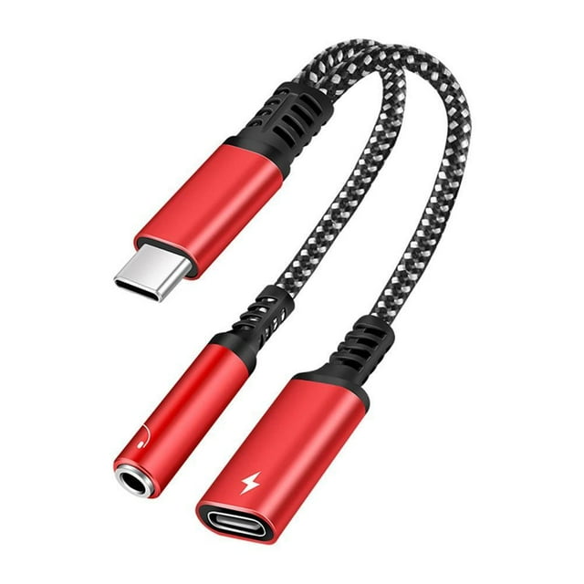 Ruifaya Adaptador divisor USB tipo C de 3,5 mm para auriculares 2 en 1 a dos USB C para auriculares