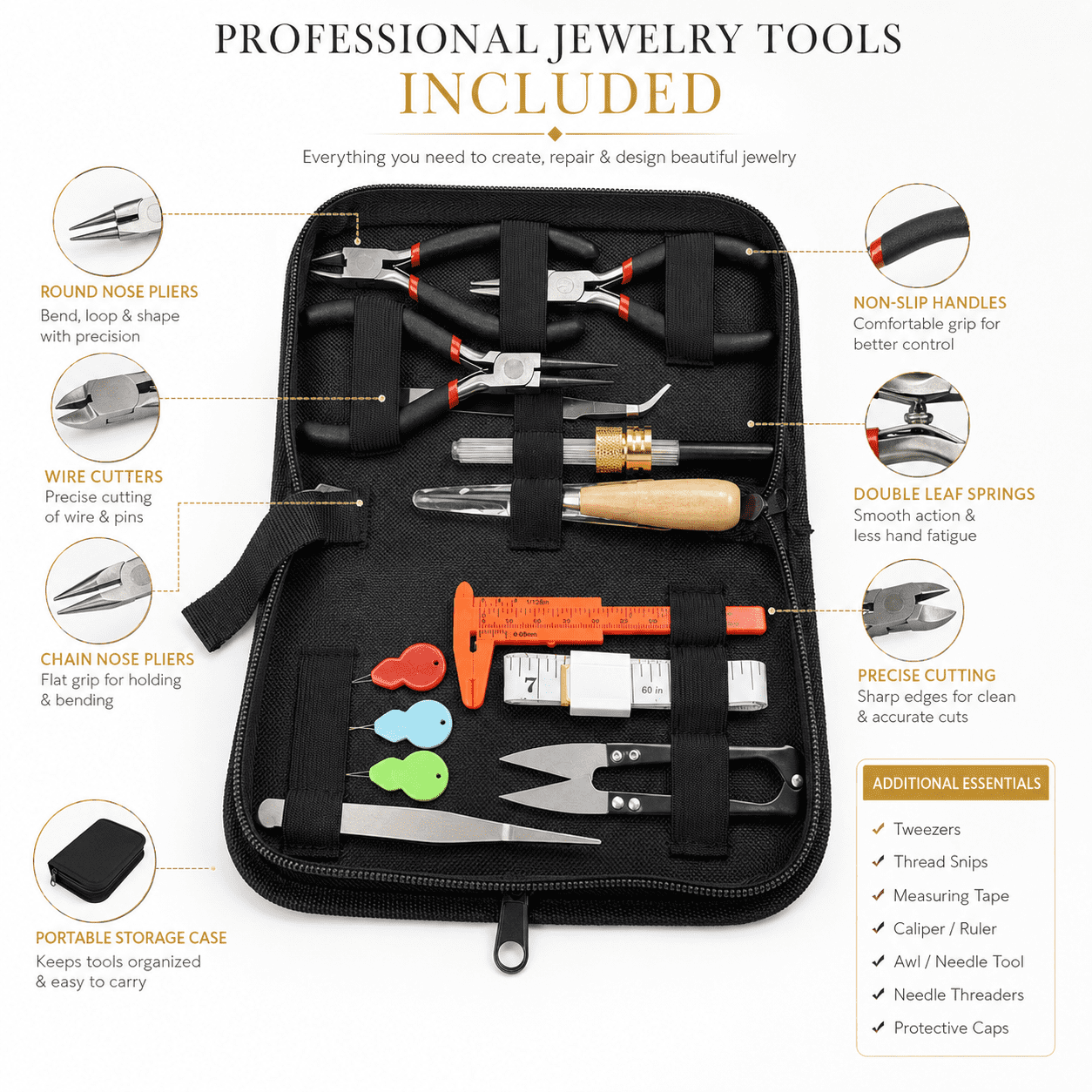 Kabuer Jewelry Making Kit for Adults, Tools, Charms, Wires, Findings, and More, All-Inclusive