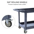 thumbnail image 3 of Chariot de Service à 2 Tablettes, Chariot Utilitaire Robuste de 500 Lb avec Roues et Deux Plateaux, pour Entrepôt, Garage, Nettoyage, Fabrication, Poignée de Rangement, 45"X25 Pouces, Gris, 3 of 7
