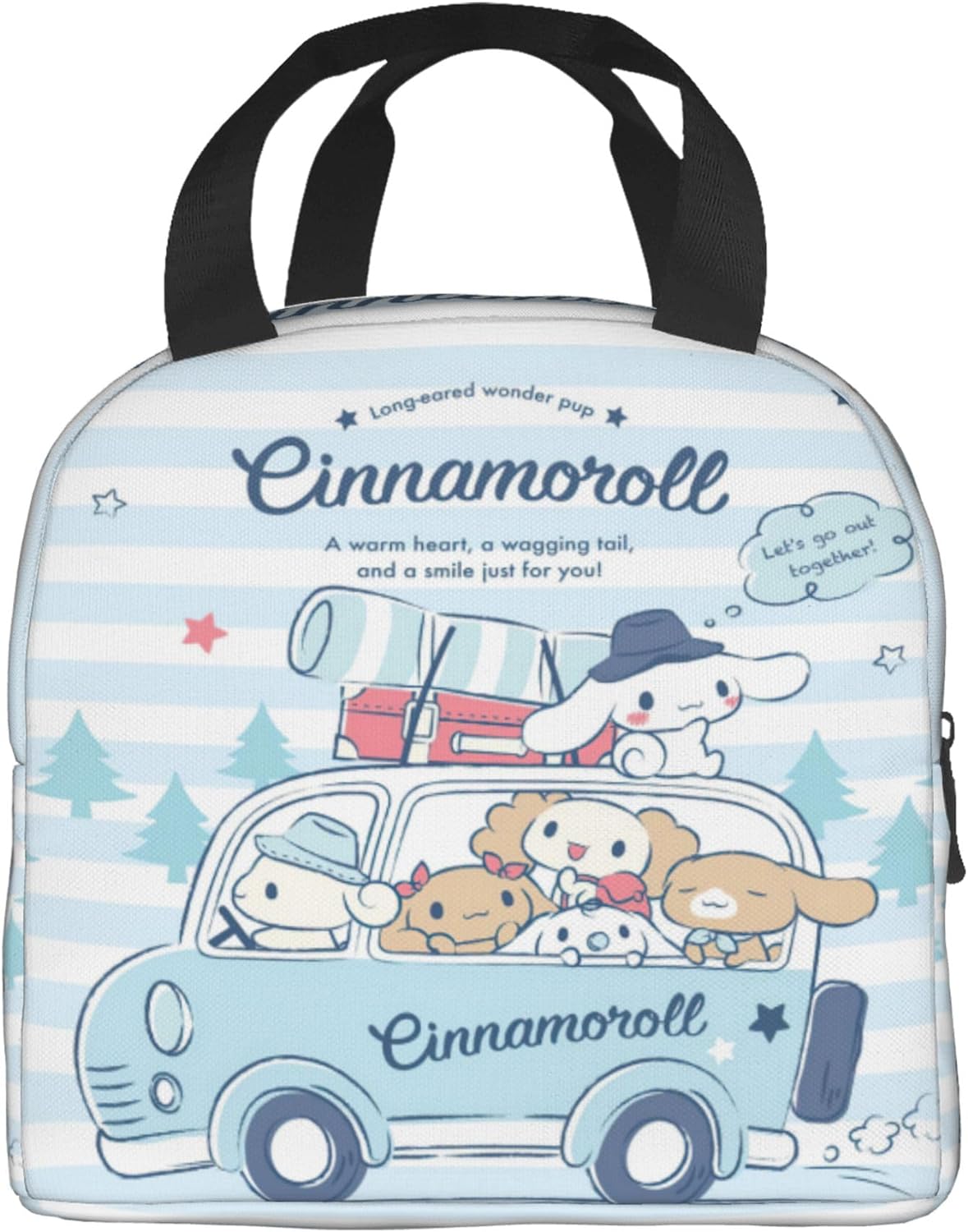 Cinnamoroll Cute Lunch Bag Reusable Insulated Bento Lunch Box 8.6x8x5 in Durable Lunch Bag for Office Work Hiking Travel Gift