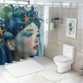 thumbnail image 7 of Fenyluxe  Mermaid Shower Curtain, Woman Underwater Themed Make up Hairstyle Starfishes Seashells Fishes Bubbles, Cloth Fabric Bathroom Decor Set with Hooks White, 7 of 7