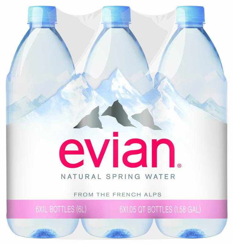 Evian Natural Spring Water, 33.8 Fl Oz, 6-Pack by Danone Waters of America