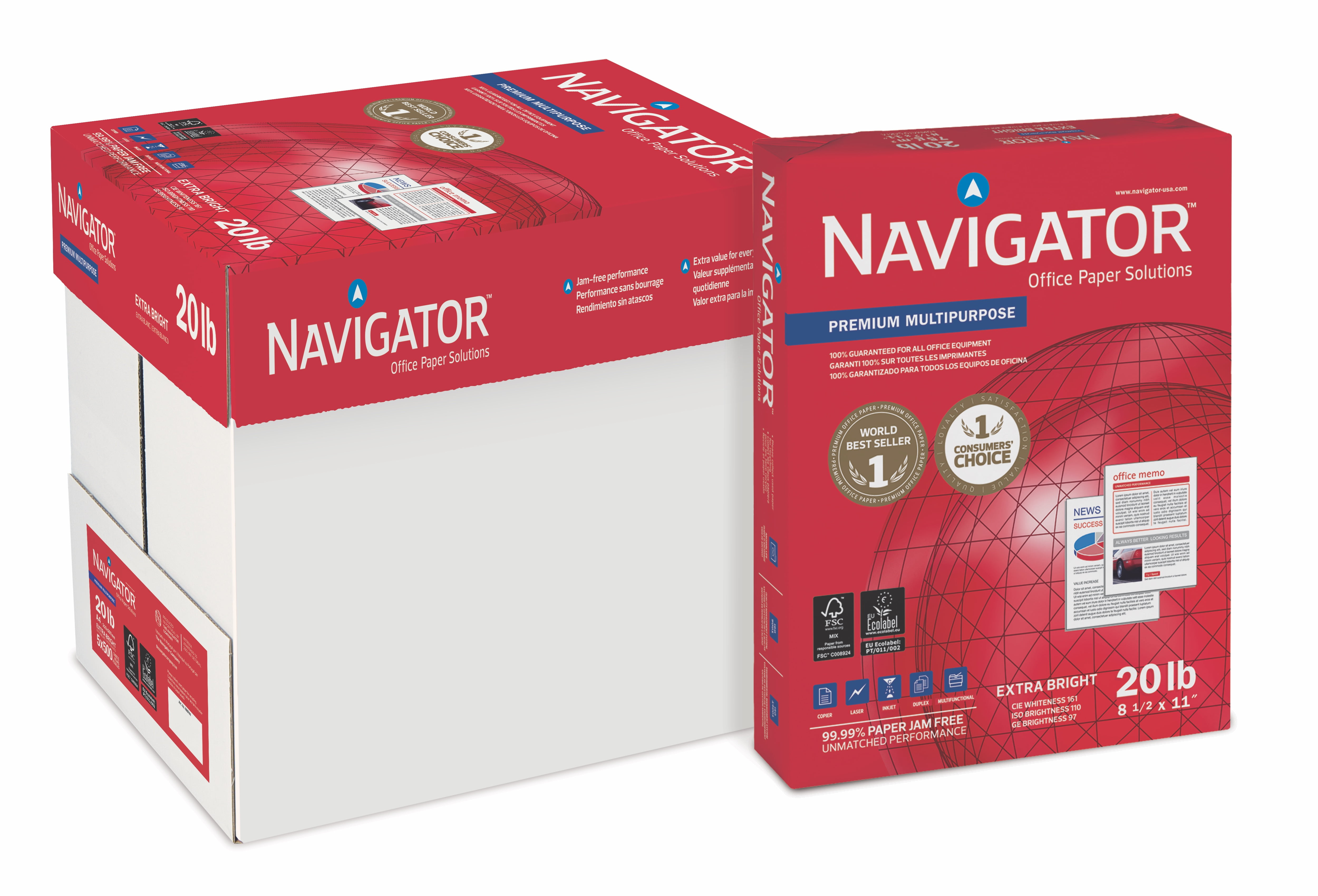 Navigator NPL1124 Platinum Paper 99 Brightness 24lb 8-1/2 X 11 White for sale online 