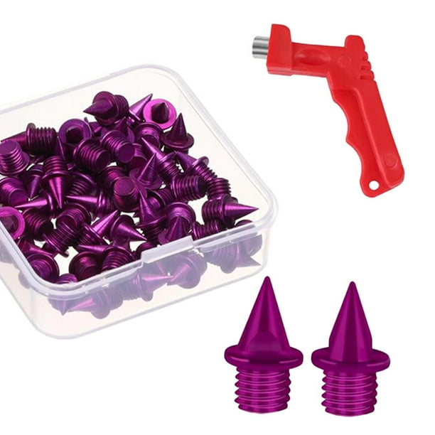 60 Piezas Clavos para Zapatos de Pista Clavos de Pista de Repuesto de 5 mm Clavos para Correr en Pista y Campo para Distancias Cortas, Correr Hombres Púrpura