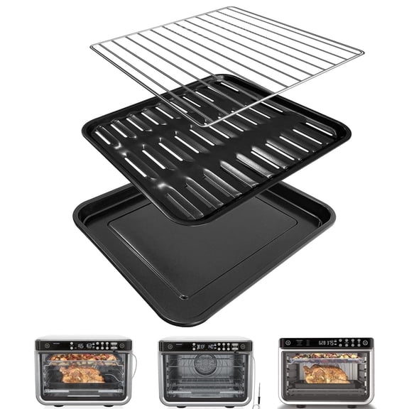 GWY 3-Piece Air Fryer Accessories Set for Ninja Foodi DT251/DT201/DT200, Black Baking Tray & Wire Rack Replacement