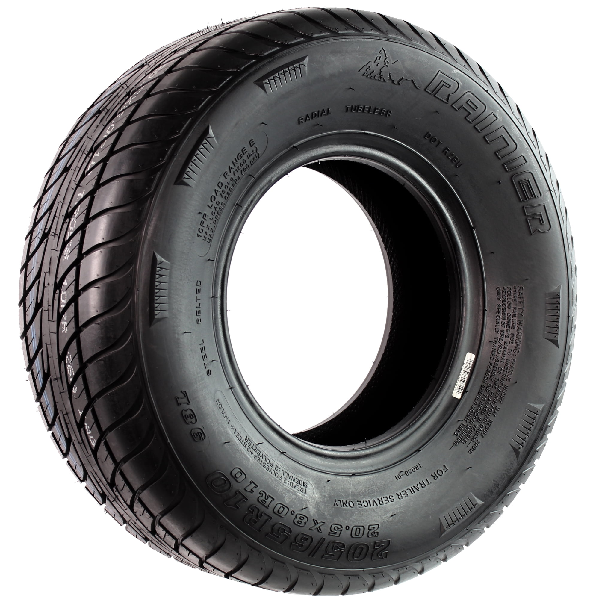 eCustomrim Radial Trailer Tire ST205/65-10 10 Inch Load Range E 6 Year Warranty