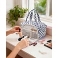 thumbnail image 2 of Makeup Bag Travel Toiletry Bag for Women, Wide Open Large Cosmetic Bags Make up Organizer with Handle, Wet Pocket, for Towel Toiletries, Checkerboard, 2 of 8