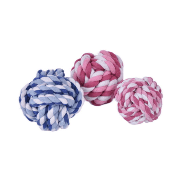 Dog Chew Toys,3Pack Pets Puppy Toys Small Rope Balls for Dogs Teething Chew  Cotton Toy Ball Random Color 