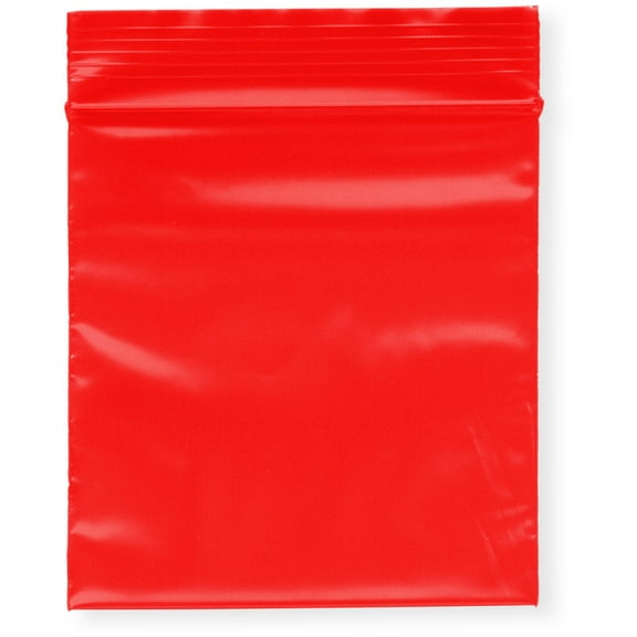 Plymor 3" x 3" (Case of 1,000), Red 2 Mil Zipper Reclosable Plastic Bags