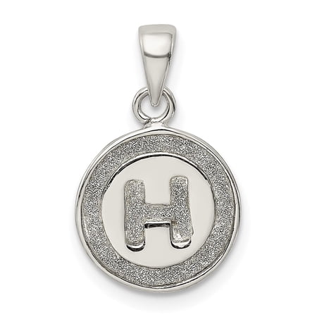 Sterling Silver Letter H Pendant Necklace for Women and Unisex Wear with Textured Circle Border Personalized Initial Charm Jewelry
