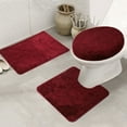 thumbnail image 2 of Set of 3 Non-Slip Bath Mat Bathroom Rugs, Polypropylene Fiber Bath Mat, U-shaped Toilet Floor Mat and Lid Cover, Wine Red, 2 of 5