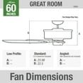 thumbnail image 6 of Hunter 60 inch Indoor Ceiling Fan No Light - Ceiling Fan without Light, 2 Blades, For Bedroom, Living Room, or Kitchen, Pull Chain - 1886 Limited Edition 18865, Midas Black, 6 of 11
