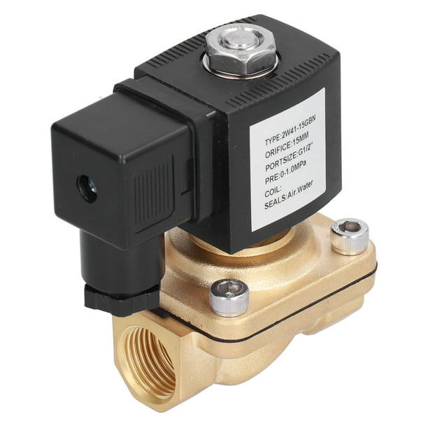 Válvula de solenoide de 2 vías Válvula de solenoide de 2 vías Válvula de solenoide de latón Solar eléctrica Normalmente Cerrada Piezas de Control de Entrada de tubería G1/2in(DC 12V)