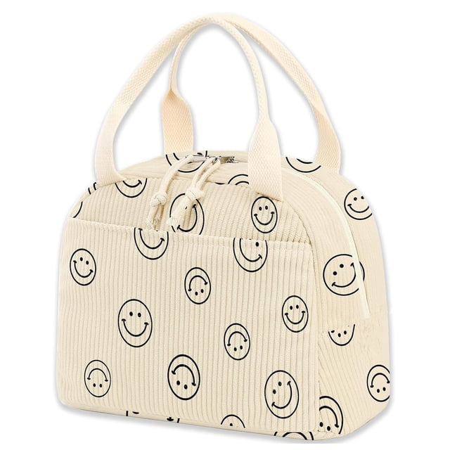 Lonchera para mujer, bonita bolsa de almuerzo con aislamiento de pana para niñas, bolsa de almuerzo térmica reutilizable vintage para el trabajo, lonchera térmica, bolsa bento, escuela/picnic/viaje