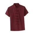 thumbnail image 3 of yuksok China Clothes Tang Shirt Short Sleeves Fashionable Wear Uniform Kung Fu Clothing Red, 3 of 9