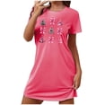 thumbnail image 1 of Sakmal Ultra Doux Femmes Moomoo Chemises de Nuit Rose Grande Taille Mignonne Robe de Nuit de Noël Col Rond Imprimé Arbres de Noël Manches Courtes Courtes Chemises de Nuit P-2TG, 1 of 4