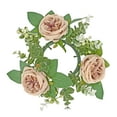 thumbnail image 1 of Anillo de vela de Pilar, corona Artificial, corona verde, arreglo Floral, corona decorativa pequeña bohemia para mesa de sala de estar champán, 1 of 9