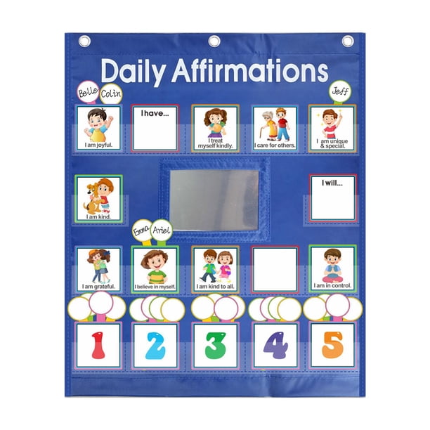 Afirmación positiva para niños Tabla de bolsillo de afirmación diaria sobre soportes de puerta Tarjetas de afirmación consciente para el aula