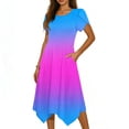 thumbnail image 2 of Wowcloth Women's Ombre Print Dress with Round Neck, Flutter Sleeves and Asymmetrical Hem for Casual Daily Wear and Party, 2 of 6