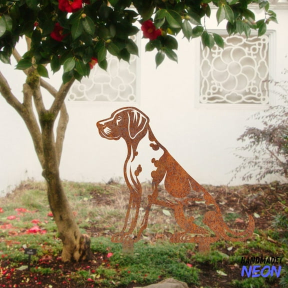 Handmadetneonsign German Shorthaired Pointer Rusty Metal Stake, Dog Garden Stake, Yard Outdoor Stake Decor 046832
