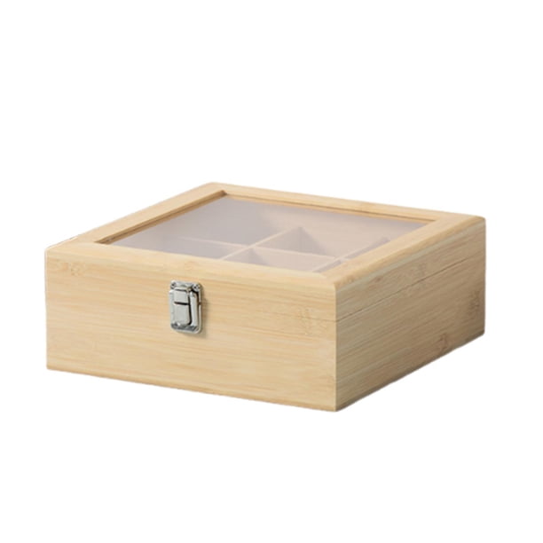 Organizador de bolsitas de té de madera para cajón, encimera y sala de estar. 23x23x9cm