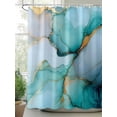 thumbnail image 2 of Fsddascl Turquoise Gold Marble Shower Curtain Set - 54" x 78" Washable Bathtub Curtain with 12 Hooks, Modern Abstract Geometric Waterproof Fabric Stall Shower Curtains for Bathroom/Bathtub Décor, 2 of 6