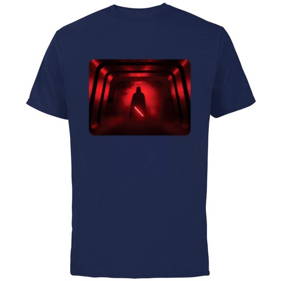 Star Wars Darth Vader Red Lightsaber Shadow - Short Sleeve Cotton T-Shirt for Adults - Customized-Navy