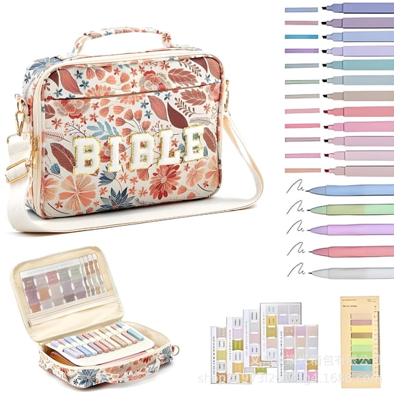 Bible Case for Women - Start Makers Christian Cover with Bible Accessories, Bible Case with Stationery Set - Idea Christian Gift for Church/Travel/Devotion