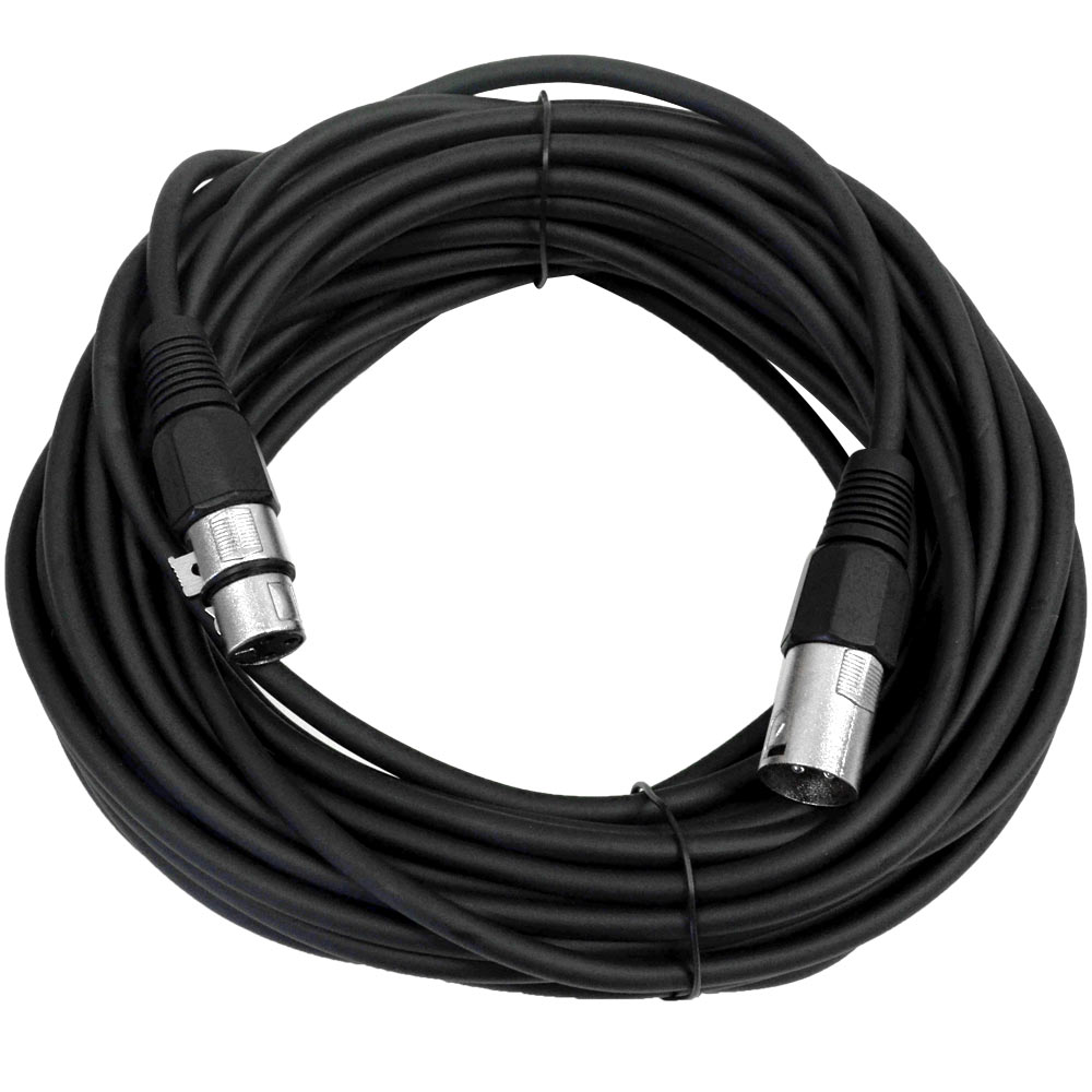 Seismic Audio  Pair of Black 50' XLR Male to Female Microphone Patch Cables(2 Pk) Black - SAXLX-50Black-2Pack