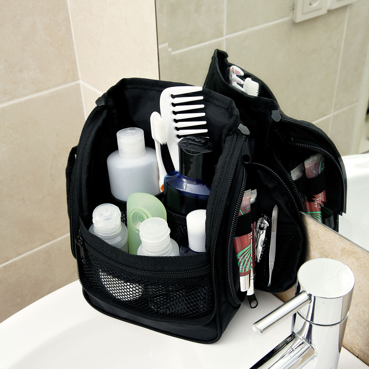 NeatPack Compact Hanging Toiletry Bag, Black - image 3 of 10
