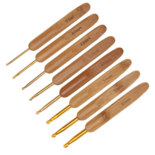 QIILU Bamboo Crochet Hook Set Ergonomic Design Handle Easily Stitch Crochet Hooks For Scarf For Gloves For Shawl For Beginner For Sock
